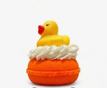 Load image into Gallery viewer, Donut Bath Bomb Orange w/Yellow Duck
