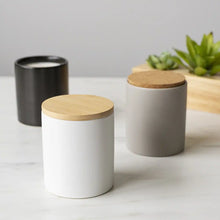 Load image into Gallery viewer, 12 candle jars with bamboo lids filled with soy wax. 10oz
