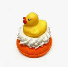 Load image into Gallery viewer, Donut Bath Bomb Orange w/Yellow Duck
